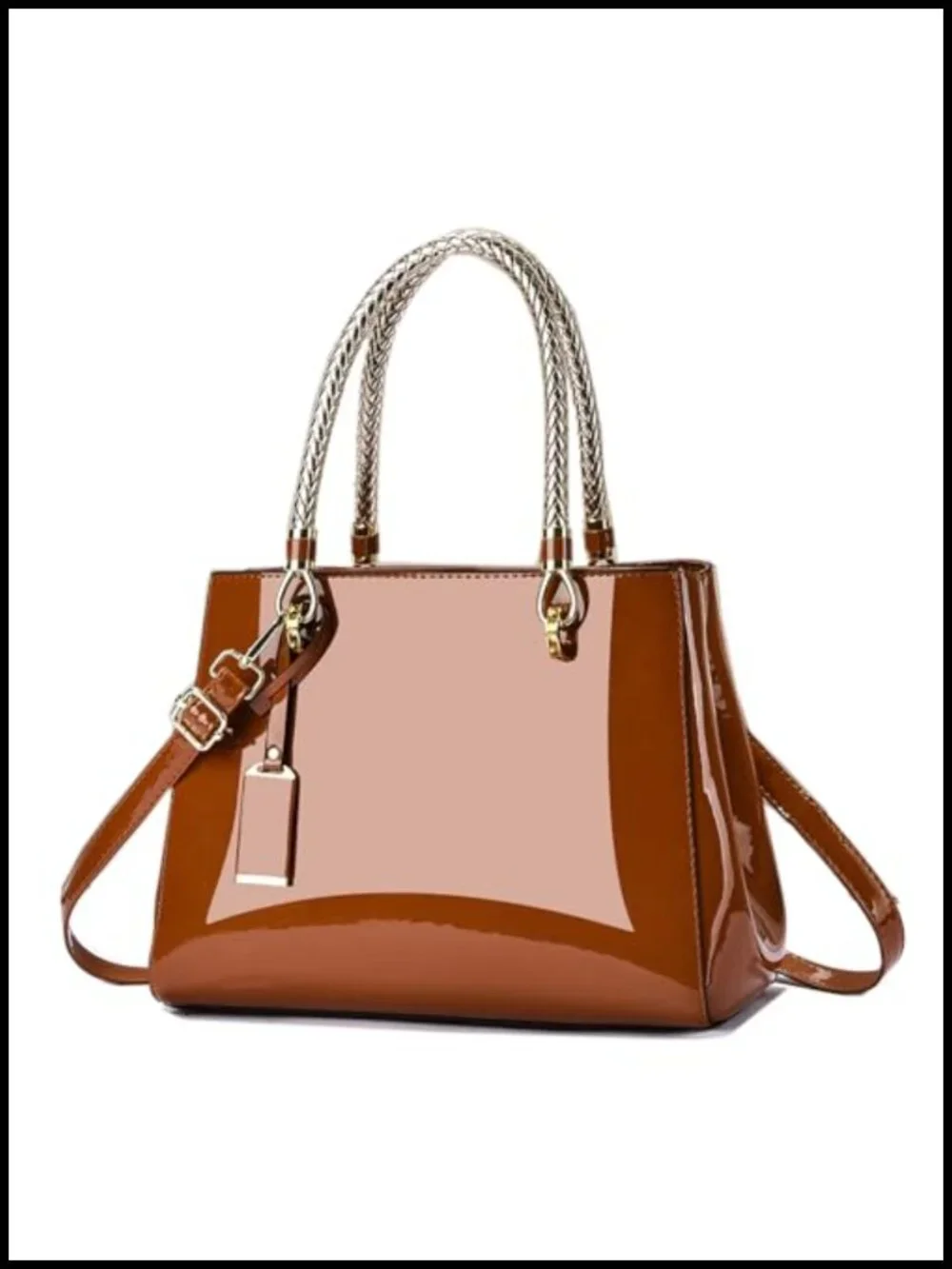 Patent Vegan Leather Satchel Handbag Top Handle Shoulder Bag Women Purse